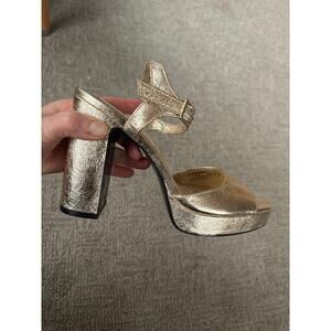 Zara gold platform heeled sandal women’s size 40 9.5-10